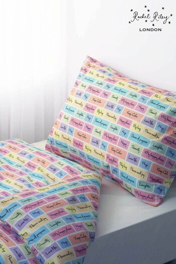 Rachel Riley White Motivational Cot Bed Duvet Cover and Pillowcase Set (D19212) | £34