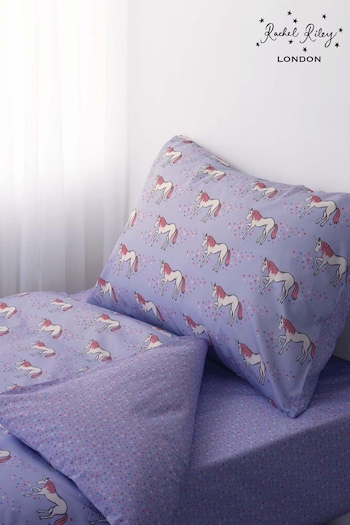 Rachel Riley Purple Unicorn Cot Bed Duvet Cover and Pillowcase Set (D19214) | £34