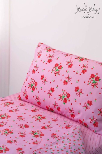 Rachel Riley Pink Strawberry Rose Cot Bed Duvet Cover and Pillowcase Set (D19217) | £34