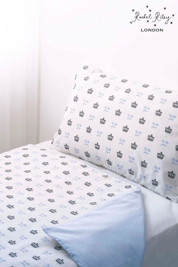 Rachel Riley White My Little Prince Cot Bed Duvet Cover and Pillowcase Set (D19221) | £34