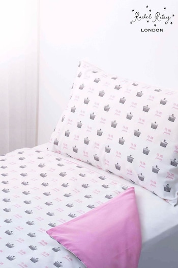 Rachel Riley White My Little Princess Cot Bed Duvet Cover and Pillowcase Set (D19234) | £34