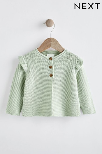 Green Frill Shoulder Knitted Baby Cardigan (0mths-2yrs) (D19523) | £12.50 - £14.50