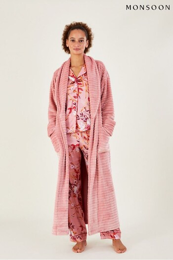 Monsoon Pink Stripe Textured Dressing Gown (D19658) | £59