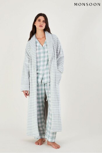 Monsoon Grey Stripe Textured Dressing Gown (D19659) | £59