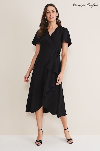 Phase Eight Julissa Frill Wrap Black Dress (D19915) | £129