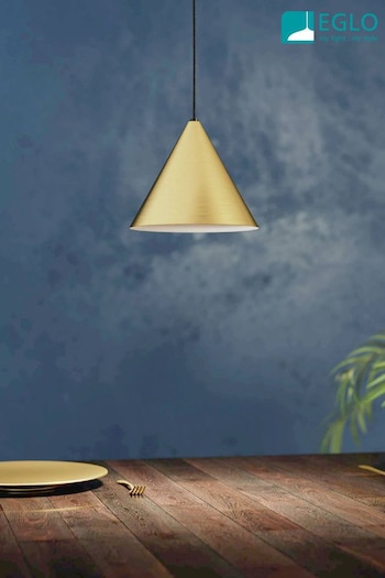 Eglo Gold Narices 1 Light Brushed Ceiling Light Pendant (D19962) | £45