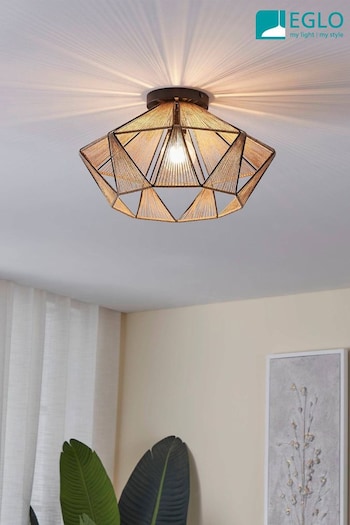 Eglo Black/Natural Adwickle Ceiling Light (D19982) | £95