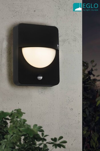 Eglo Black Salvanesco Black Exterior Wall Light with Sensor (D19986) | £55
