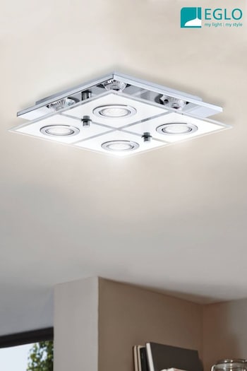 Eglo Silver Cabo 4 Light LED Chrome Satined Ceiling Light (D20019) | £65