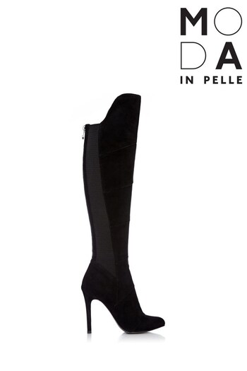 Moda in Pelle Stradi Zipped Back Over The Knee High Black Boots (D20107) | £230