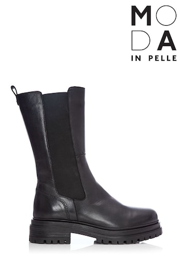 Moda in Pelle Black Elasticated Chunky Sole Short Boots Basketball (D20120) | £149