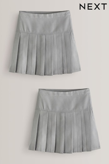 Light Grey 2 Pack Pleat Skirts (3-16yrs) (D20131) | £13 - £24