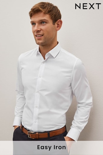 White Slim Fit Easy Care Textured Shirt (D20150) | £26
