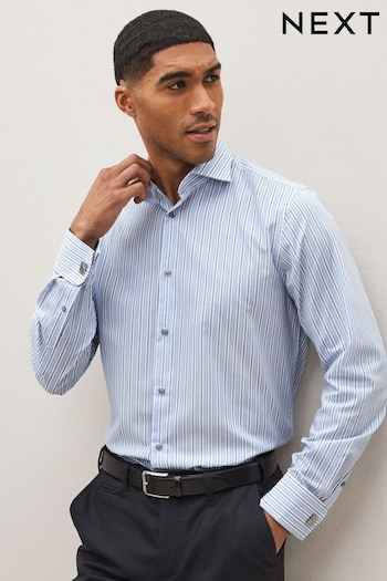 Blue/White Stripe Trimmed Shirt (D20165) | £30