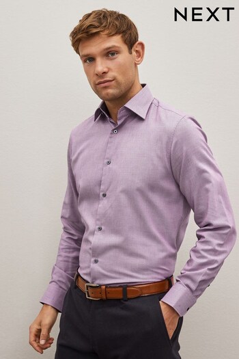 Damson Pink Regular Fit Single Cuff Textured Trimmed Shirt (D20172) | £30