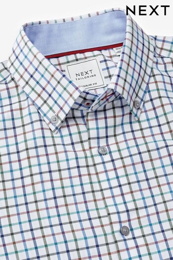 White/Blue Check Regular Fit Single Cuff Formal Shirt (D20202) | £26