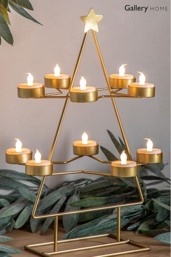 Gallery Home Gold Gold Xmas Tree Tealight Holder x10 (D20432) | £38