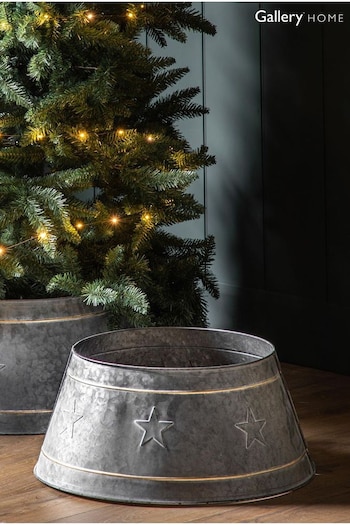 Gallery Home Grey Small Grey/Gold Stars Tree Skirt (D20443) | £22