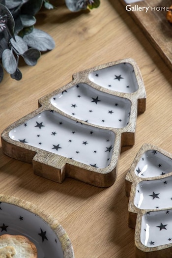 Gallery Home White Christmas Tree Nibbles Platter (D20444) | £20