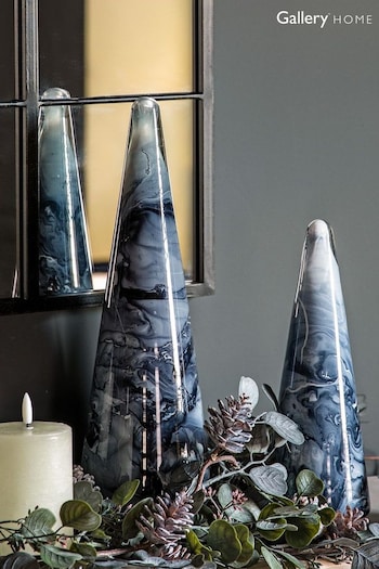 Gallery Home Black Marbled Tree Glass (D20483) | £24