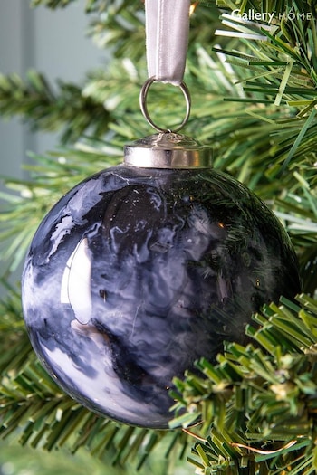 Gallery Home 6 Pack Black Marbled Baubles (D20486) | £28