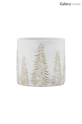Gallery Home White/Gold Forest Planter 17cm (D20513) | £22