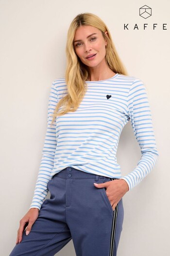 Kaffe Blue Liddy Striped Long Sleeve T-Shirt (D20599) | £40