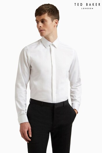 Ted Baker White Stretch Double Cuff Slim Shirt (D20672) | £69