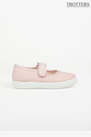 Trotters London Pink Sparkle Martha Canvas milk Shoes (D20937) | £30 - £34
