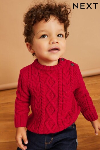 Red Cable Crew Jumper (3mths-7yrs) (D20991) | £13 - £15