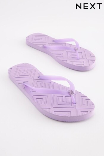 Purple Monogram Detailing Flip Flop Flat Sandals (D21091) | £15