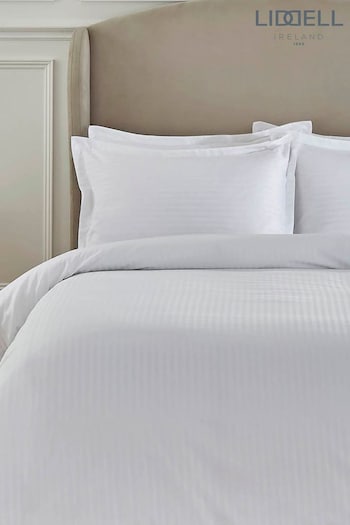 Liddell White 400 Thread Count Egyptian Cotton Striped Duvet Cover and Pillowcase Set (D21206) | £100 - £180