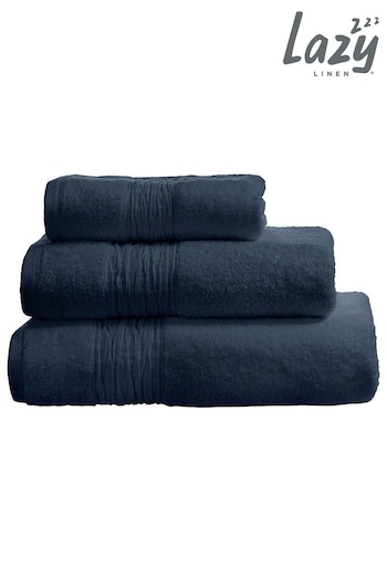 Lazy Linen Blue Turkish Cotton With Pure Washed Linen Insert Towel (D21209) | £10 - £30