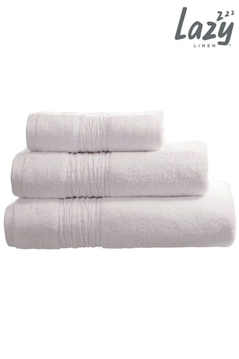 Lazy Linen White Turkish Cotton With Pure Washed Linen Insert Towel (D21210) | £10 - £30
