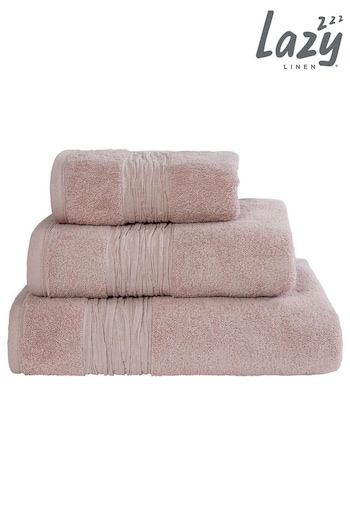 Lazy Linen Mellow Pink Turkish Cotton With Pure Washed Linen Insert Towel (D21225) | £10 - £30