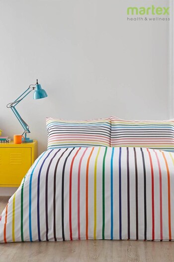 Martex Pride White Fine Stripe Duvet Cover and Pillowcase Set (D21263) | £40 - £65
