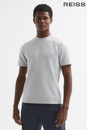 Reiss Grey Melange Cooper Honeycomb Short Sleeve T-Shirt (D21309) | £48