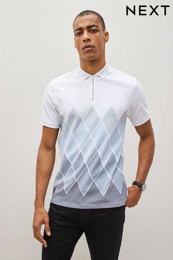 Blue Ombre Print Polo Shirt (D21773) | £28