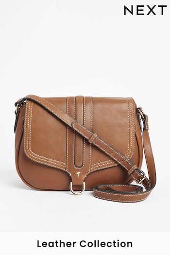 Tan Brown Premium Leather Hummingbird Cross-Body Bag (D21780) | £58