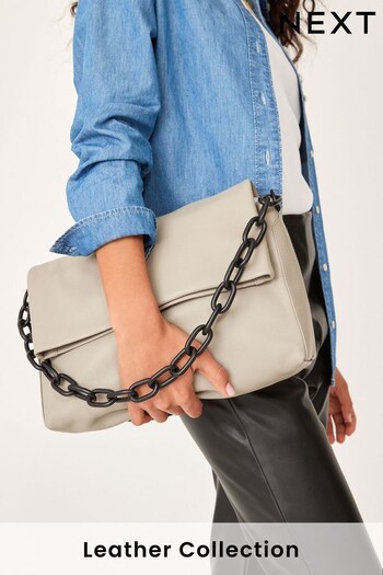 Grey Leather Chain Cross-Body Bag (D21781) | £82