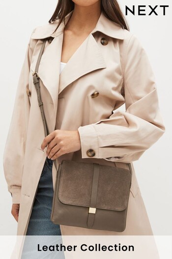 Mink Brown Leather Tab Detail Cross-Body Bag (D21787) | £35