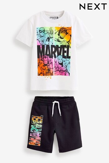 Marvel White/Black Short Sleeve License T-Shirt And Shorts Set (3-16yrs) (D21874) | £21 - £27