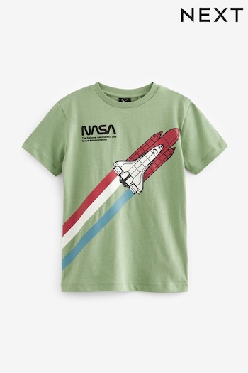 NASA Rocket Sage Green Short Sleeve License T-Shirt (3-16yrs) (D21881) | £8 - £13