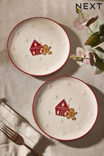 Set of 2 Cream Gingerbread Side Plates (D21908) | £16