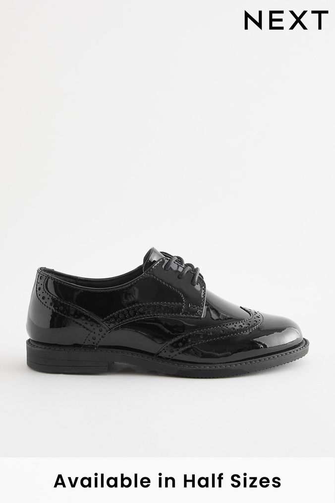 Girls black leather on sale brogues