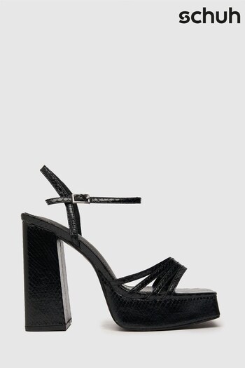 Schuh Black Skylar Snake Square Toe Heels (D21952) | £40