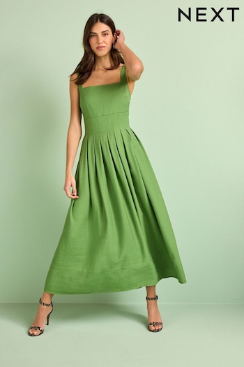 Green Pleated Midi Dress (D21967) | £52