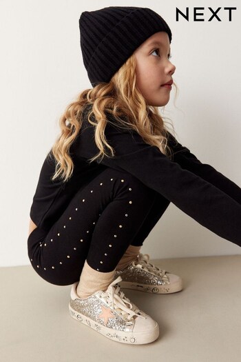 Black Silver And Gold Stud Leggings (3-16yrs) (D21975) | £7 - £12