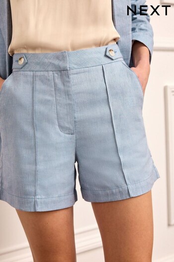 Blue Linen Textured Shorts (D21980) | £23