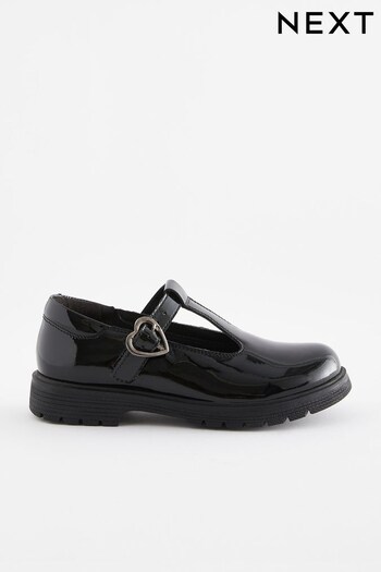Black Standard Fit (F) School Leather Chunky T-Bar M0001 Shoes (D21994) | £33 - £40
